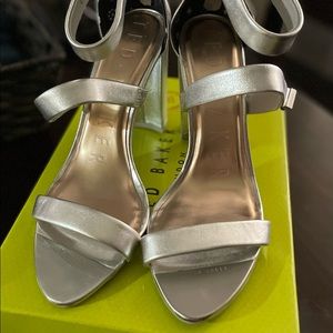 TED BAKER LONDON Triple Strap Metallic Heeled Sandal